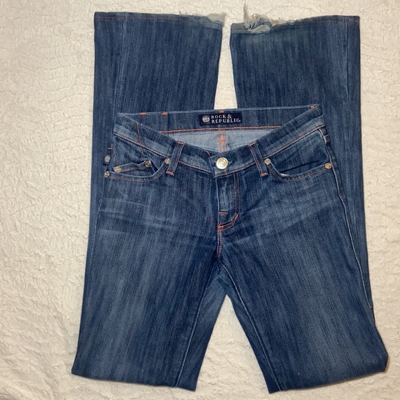 Rock & Republic Denim - Rock & Republic Jeans "Kasandra" Sz 24 Boot Cut Flare Rose Gold Details